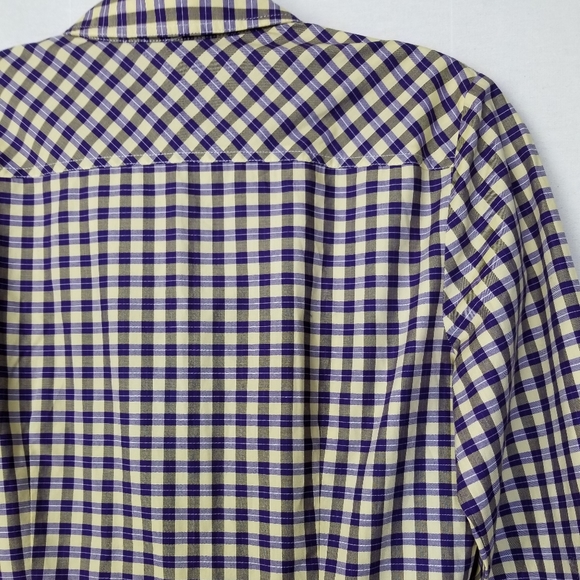 Theory Lidiya Purple Yellow Check Cotton Long Sleeve Shirt Dress Size 6 - Picture 10 of 14